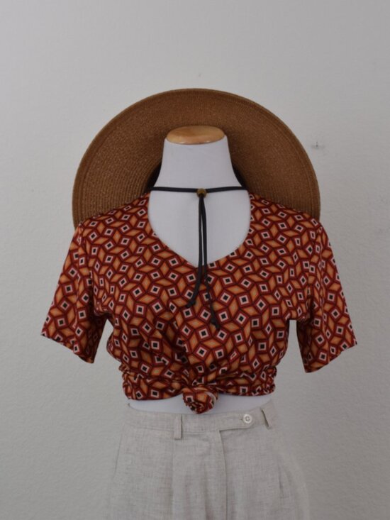 Top Plus USA Tops - Vintage 80s Polyester Geometric Top